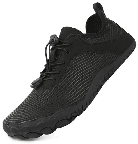 ENEN Simple Couleur Unie Barefoot Shoes Séchage Rapide, Chaussures Aquatiques Homme Femme, Chaussures Pieds Nus avec Trou de Drainage, Chaussette Piscine Antidérapant Respirant (Noir,43)