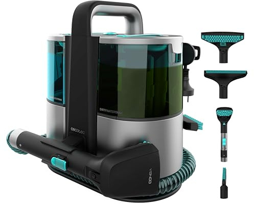 Cecotec Limpiador Aspirador de Tapicerias y Alfombras con Cable Conga 4000 Carpet&Spot Clean XL X-Treme. 600W, 14kPa, Depósitos: Agua Limpia y Sucia, Pulverizador Agua, Accesorio Ventanas, 3 Boquillas