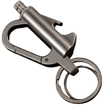 Permanent Match Keychain Lighter - 3 in 1 Emergency Fire Starter with Bottle Opener, Waterproof Metal Matches for Camping, Hiking, Survival Gear and Outdoor Adventures (Grey)