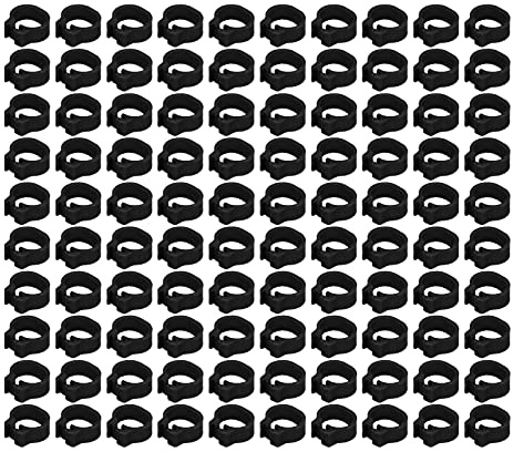 Keenso Bandas para Piernas Anillo Frío Duradero 100 Piezas 8 Mm para Suministros para Patas de Aves de Corral (Black)