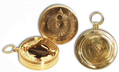 ROCKING GIFTS Reloj Solar con brujula de Bolsillo, Laton, 6 cm, Relojes de Bolsillo, Nostalgia, Clásico, marítimo, Embarcacion