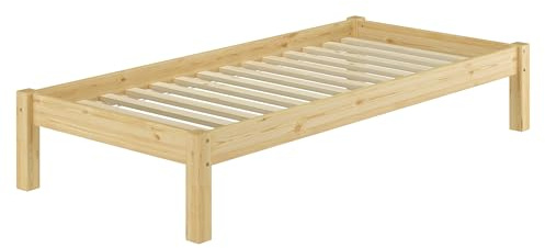 Erst-Holz Lit futon pin Massif naturell 90x200, Design Moderne sans tête de lit y Compris sommier 60.35-09