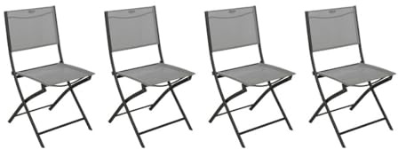Hespéride - Lot de 4 Chaises de Jardin Pliantes Modula Gris Galet - Acier Traité Epoxy Texaline - Dim 46 x 52 x 87 cm - Meuble d'Extérieur Pliable