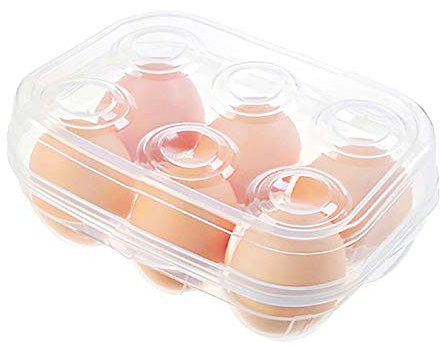 YOHA Clear Egg Storage Box Delicate 6 Girds Egg Dispenser Holder Case Refrigerator Crisper Camping Picnic Travel Portable Egg Carriage,Clear1