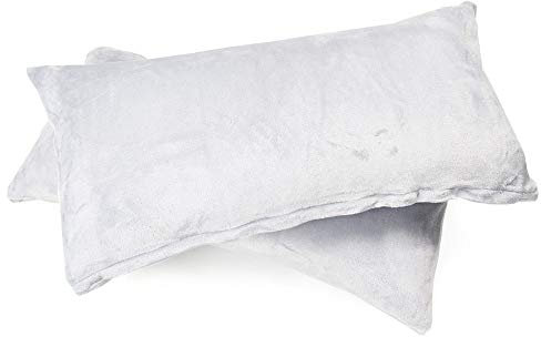MALIKA Set 2er Kissenbezug Cashmer Touch Fleece Kissenhlle Sofakissen Kopfkissenbezug Kissenbezug Couchkissen, Gre:2X 40x80 cm, Designe:Silber