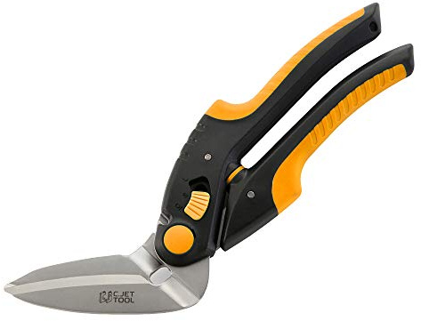 C.JET TOOL Ciseaux robustes de 25,4 cm, coupe-tapis, ciseaux industriels, polyvalents, ciseaux pour tapis, carton, cuir, élagage, jardinage, poignée souple professionnelle en acier inoxydable (Orange)