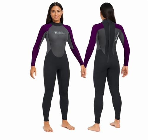 Ladies Neptune 3/2 mm Neoprene Full Wetsuit re Canoe Kayak Surfing Jetski Sailing Paddleboarding - UK ladies sizes 8, 10, 12, 14, 16, 18, 20 & 22 (Black/Mulberry, 20)