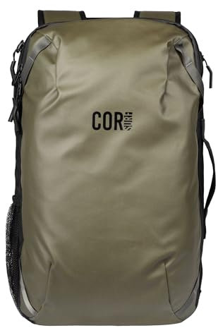 COR Surf Travel Backpack - Flight Approved Carry On Backpack, Water-Resistant Zippers, Secret Pockets, and Ergonomic Shoulder Straps, Travel Laptop Backpack - The Island Hopper, 28L, Army Green
