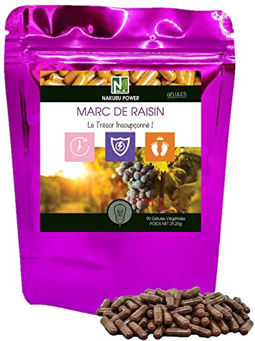 NAKURU | Marc de Raisin | Gamme Power | Fabriqué en France | Le Trésor Insoupçonné ! | (90 Gélules de 325mg / Poids Net: 29,25g)