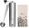 Joeji's Kitchen Kaffeemühle manuell mit Keramikmahlwerk - Tragbar Hand Espressomühle Edelstahl mit Sackleinenbeutel und Reinigungsbürste