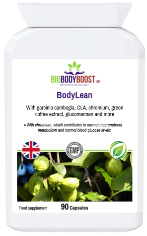 BodyLean | Garcinia Cambogia, CLA, Chromium, Green Coffee Extract, Glucomannan and More | Normal Macronutrient Metabolism, Normal Blood Sugar Levels | 90 Vegetarian Capsules