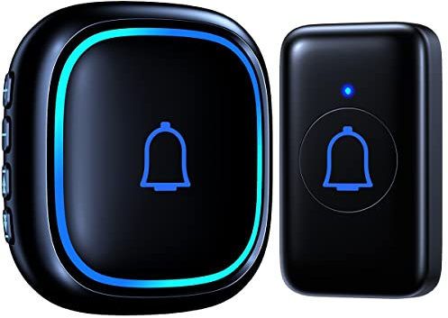 IP66 Doorbell Wireless Classroom Doorbell Waterproof & Dustproof with 66 Chimes Loud 115dB Door Bell Ringer 1000ft Range Electric Doorbells 7 Levels Volume Mute Mode for Bedroom Home Kids Room Office