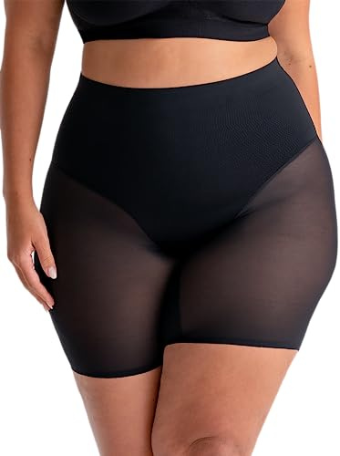 Shapermint Compression Shorts - High Waisted Women Mesh Body Shaper Shorts - Under Dress Shapewear Shorts, No Chub Rub - Women's Thigh Slimmer for Dresses - from Small to Plus Size, 2X-Large, Black