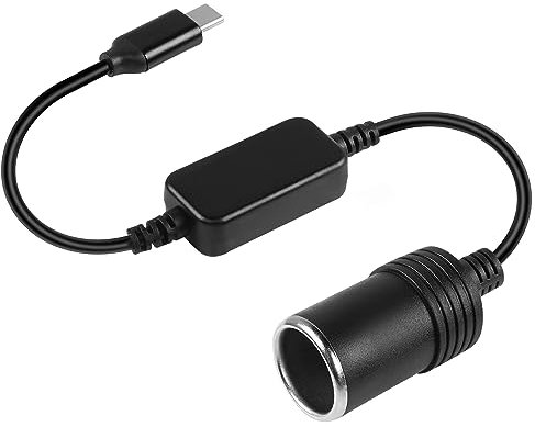 HATMINI Cavo di Alimentazione Adattatore USB A a Accendisigari, 1FT 5V Maschio a 12V Presa Femmina, Convertitore per Registratore di Guida Auto, GPS (USB C)
