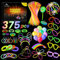 Dora Sicom Pulseras Luminosas Fluorescentes，barras luminosas fluorescentes，pulseras neon fluorescentes fiesta pulseras fluorescentes para Celebraciones Inolvidables/375 piezas