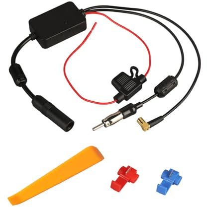 NewTH DAB Plus Antenna Amplifier Splitter Receiver 12V Signal Amplifier Booster SMB to DIN FM Car Radio Digital DAB+ Car Receiver Adapter Plug for Sony Pioneer JVC Kenwood Alpine