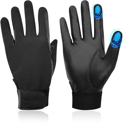 Thapower Women 100% Leather Horse Riding Gloves, Windproof & Breathable，Equestrian Horseback Riding Gloves for Outdoor Cycling Driving Gardening