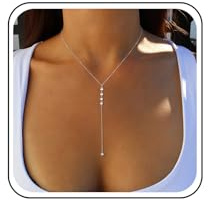 TseenYi Collier Lariat en Zircone Cubique Diamant Cristal Chaîne Or Strass pour Femmes et Filles