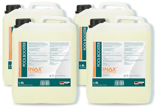 INOX® Algizid für Pool 4x5L – Flüssiger Algenvernichter mit Klareffekt | Hochwirksames Pool Reinigungsmittel gegen Algen, Bakterien & Keime
