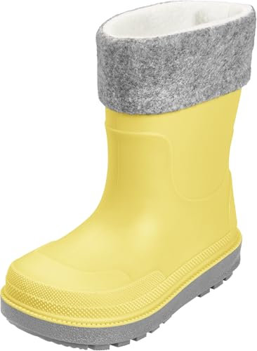Playshoes Regenstiefel mit Futter (Herausnehmbar) Unisex Kinder Gummistiefel, Gelb Socke, 26 EU