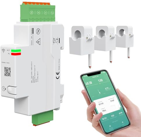 eMylo 3-Phase Compteur d'énergie intelligent Zigbee Compteur d'énergie en temps réel 80A avec transformateur de courant à noyau divisé Compteur d'électricité pour la consommation d'énergie Tuya App