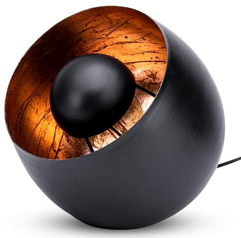 ZEYA Tischleuchte Schwarz Kupfer Metall, Ø 23, rustikale Standleuchte Tisch, runde Dekoleuchte schwarz, industrial & retro Style, E27 Fassung max 40 Watt, attraktives Präsent zu Weihnachten