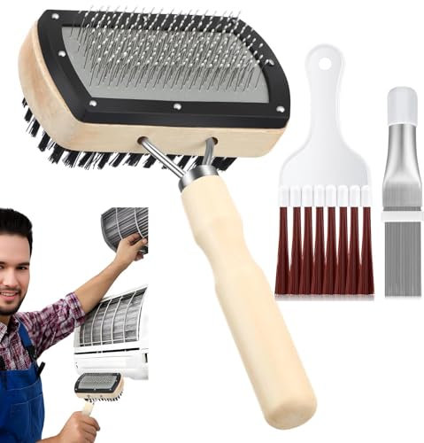 Pulitore di ventilazione CA,Pulitore per aria condizionata - AC Wool Cleaner Spazzola per la pulizia delle bobine di 3 pezzi | Kit per la pulizia 'aria condizionata, Spazzola a bobina CA
