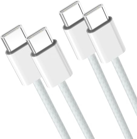 YISH Kabel USB C till USB C Laddningskabel 60W 1M/2-Pack, PD3.0 Snabbladdningskabel USB Typ C Kabel Nylon Ladekabel kompatibel med iPhone 17 16 15 Samsung S26 S25 S24 MacBook iPad Pixel