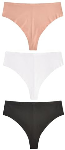 NEXT String Taille Haute Invisible Confortable, Lot de 3 Noir/Blanc/Nuit/Praline 42