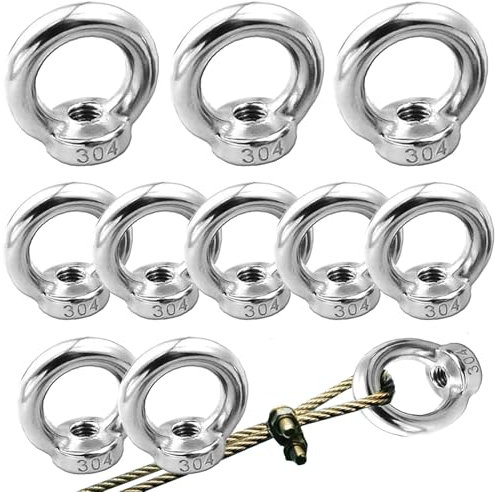 10 Pezzi Dado per Gli Occhi M5, Vite Ad Anello M5, Vite per Occhi in Acciaio Inossidabile 304, Dado a Manicotto, Di Fissaggio per Accessori per Il Sollevamento Del Gruppo Di Corda