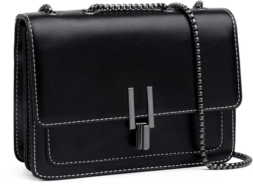 Travistar Small Crossbody Bags for Women Cute Shoulder Bag Handbags Trendy Leather Women's Cross Body Bags Side Bag with Chain Strap Clutch Evening Purse, Black