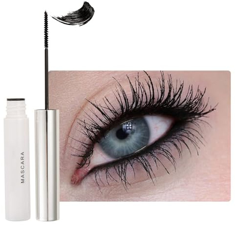 Ultra Fine Mascara Wasserfest, 5D Schwarz Wimperntusche Lange Wimpern, Deep Black Mascara für Volumen & Definition, Wischfest & Nicht Klumpend Wimperntusche mit Silk Fiber, Glatt Texur, Feiner Pinsel