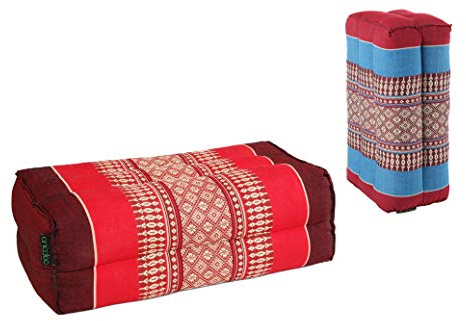 ANADEO YogaProducts Standard – Juego de 2 cojines de yoga y meditación estándar Zafu – Borgoña azul/rojo burdeos – Kapok de alta densidad 100% natural, comodidad y firmeza – Estabilidad de asiento