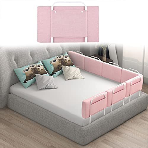 Mgchowue Barrière de Lit pour Enfants, Lit avec Protection Anti-Chute, Réglage en Hauteur À 5 Niveaux, pour Lits d'enfants, Lits de Parents, Matelas Lits en Bois Massif, Rose de 60 cm