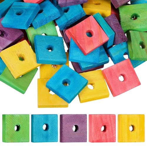 GARVALON Giocattoli in Legno per Pappagalli Set da 100 Pezzi Colorati Accessori Fai da Te per Uccelli Giocattolo da Mordere per Calopsitte e Parrocchetti Materiali Sicuri per Animali