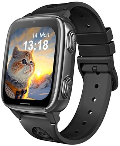 GiDaCom Orologio per Bambini con Pulsante SOS, Videochiamata HD, Modalità Scuola, Posizionamento LBS+WIFI, Schermo da 1,83 pollici, Smartwatch 4G CON SIM (Nero)