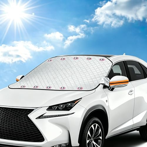 Sonnenschutz Auto Frontscheibe, 190x116 cm Auto Sonnenschutz, Ultra-Dick Auto Sonnenblende Windschutzscheibenabdeckung für die Meisten Autos Blockiert UV Hitzeschutz, Sonne Staub Schnee EIS Frost
