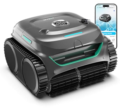 WYBOT C2 – Robot Piscina Senza Fili, 3 Motori, Doppia Filtrazione, Pulizia Fondo, Pareti E Linea d'Acqua, Autonomia 180 Min, per Piscine Interrate Fino A 150㎡, con App(Verde Nebbia-Grigio)