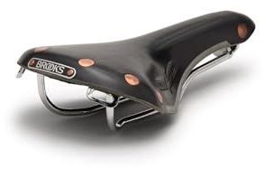 Brooks England Swift, Racing Leather Saddle with Hand-Hammered Copper Rivets, Black, One Size