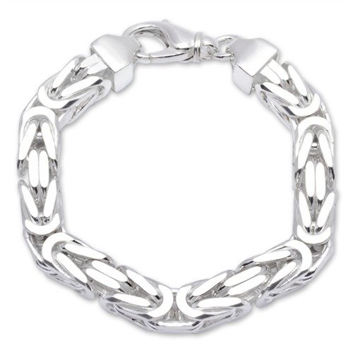 JEWLIX Massives Königsarmband aus 925 Silber 10mm für Herren (Länge: 21cm)