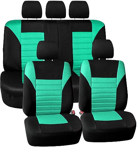 FH GROUP Car Seat Covers Full Set 3D Air Mesh - Universal Fit, Automotive Seat Covers, Low Back Seat Cover,Airbag Compatible,Split Bench Rear Seat,Washable Car Seat Cover for SUV, Sedan Mint