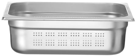 HENDI Gastronorm Container, Temperature Resistant from -40° to 300°C, Hot Air Oven, Fridge and Freezer Chafing Dishes, Bain Marie, Perforated, 6.5 L, GN 1/2, 325 x 265 x (H) 100 mm, Stainless Steel