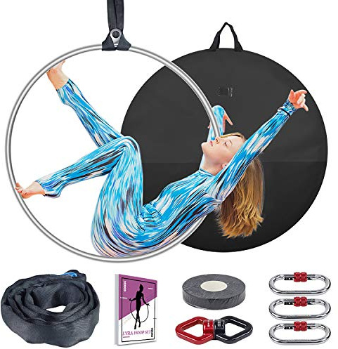 TESLANG Aerial Hoop, Lyra Hoop Set Stainless 85cm/90cm Single Point Hoops Circus for Beginners Professionals, Aerial Ring Kit with Rigging Carry Bag, Aerial Yoga Equipment, Will 660 LBS (300KG)