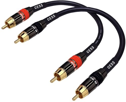 CNCESS CESS-163-1f Low Noise 12 Gauge Premium RCA Audio Line Patch Cable (1 Foot)