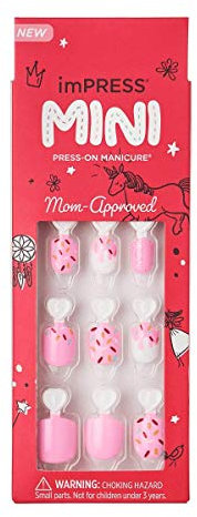 KISS imPRESS Mini Press-On Manicure for Kids, Super Duper, with PureFit Technology, Includes Prep Pad, Mini File, Cuticle Stick, and 20 Fake Nails