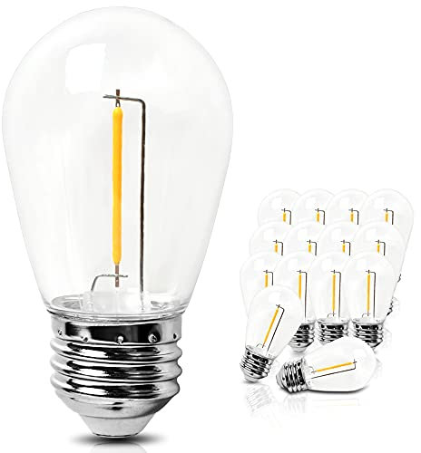 YSSMAO 15pcs S14 E27 LED Edison Ampoules Lumières 1W LED pour S14 LED FAIRES Lumières de fées Vintage Lampe à Filament en Plastique 2700K Non Dimmable avec câble d'extension S14