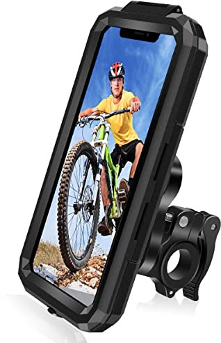 HNOOM Handyhalterung Fahrrad Wasserdicht Motorrad Handyhalter [1S Schnelle Demontage] Universal Motorrad Fahrrad Lenker Handy Halterung Mit 360° Drehbarer Für 4,7-6,1Zoll Smartphone (S, Schwarz)