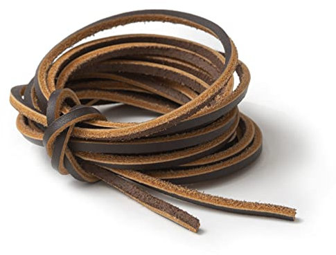 IPEA Cordon en Cuir – Lacets en Cuir Carrés pour Accessoires, Mode, Chaussures – Made in Italy – 3 mètres – Cordons pour Créations, Bijoux – Épaisseur: 3 mm – Couleur Marron Foncé