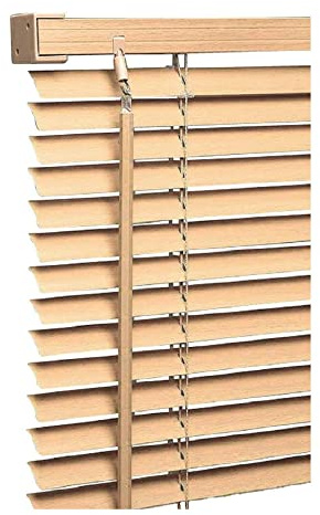 Wood grain Effect - 105cm x 150cm - PVC Venetian Blinds - Natural Colour - Window Curtains - Child Safe Pull Cords - Included All Fittings