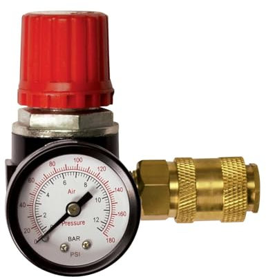 Stanley Druckminderer ¼ Zoll – Druckminderer gasflasche mit Manometer und Luftventil – Druckschalter 12 Bar Präzises Druckmanagement – Gasregler Präzise Druckregelung – Stahl